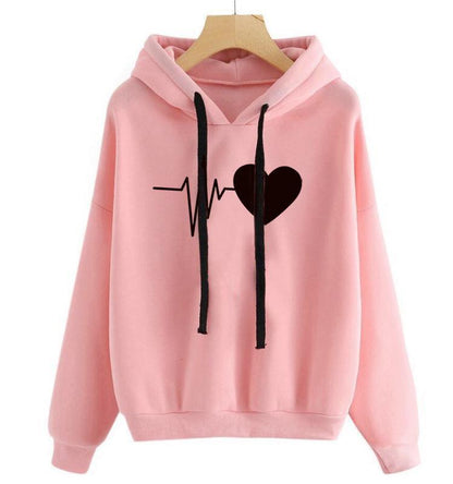 Heart Print Streetwear Hoodies Women Sweatshirt Spring Autumn Long Sleeve Hoodie Clothes - Cruish Home