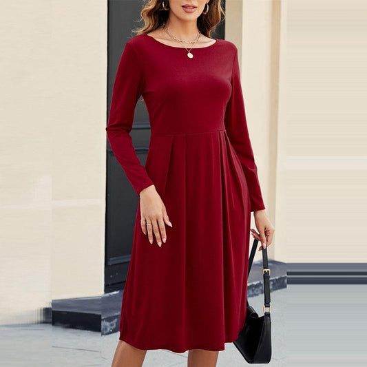 Fashion Casual Round-neck Long-sleeved Dress - Cruish Home