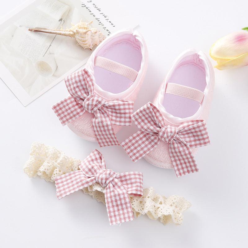 Newborn Baby 0-6-9 Months Soft Sole Toddler Shoes Hair Band Set - Cruish Home