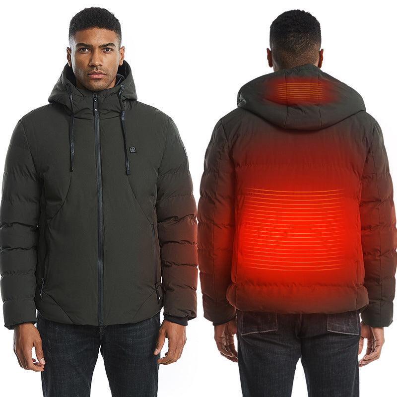 New Men Women Cotton Coat USB Smart Electric Heated Jackets Winter Thicken Down Hooded Outdoor Hiking Ski Clothing 7XL - Cruish Home