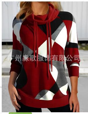 Women's Fashion Printing Turtleneck Sweater - Cruish Home