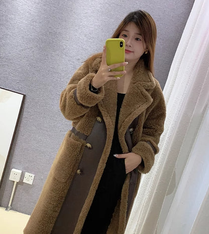 Double Breasted Lamb Fur Coat