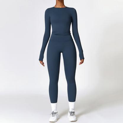 Tight-fitting Brushed Yoga Suit Quick-drying Fitness Clothes  Fitness Long Sleeve Tracksuits Sports Suit Gym Top High Waist Leggings Women Sets Yoga Set