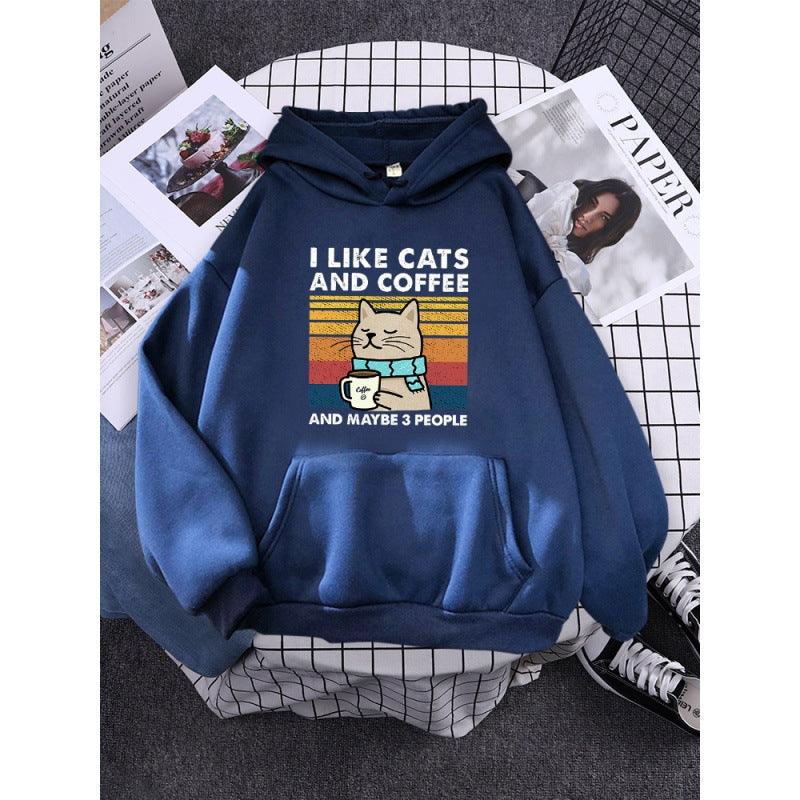 I Like Cats And Coffee Printed Women Hoody - Cruish Home