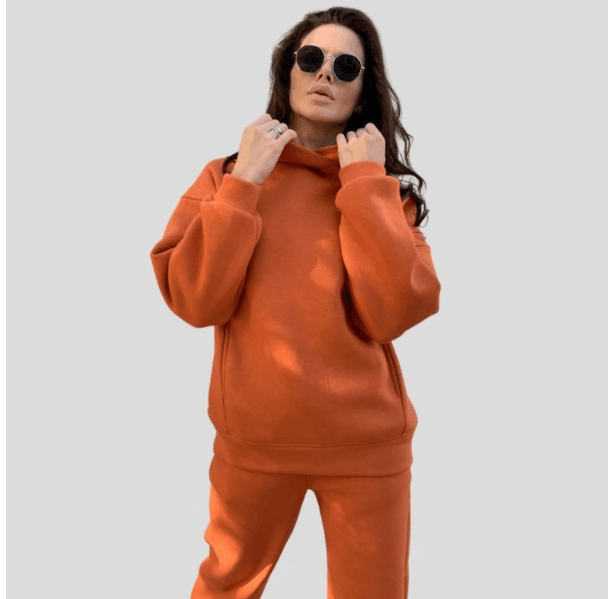 Women's Fashion Solid Color Hooded Sweater And Pants Suit - Cruish Home