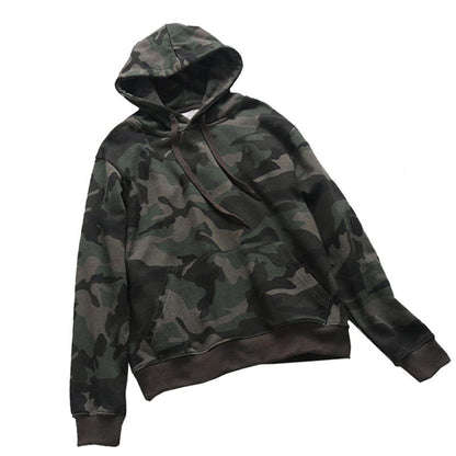 Spring And Autumn Pure Cotton Terry Plus Size Loose Pullover Hooded Long Sleeves Camouflage Sweater Women - Cruish Home