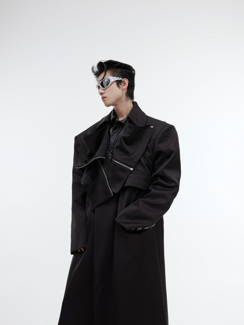 Metal Design Knee Length Trench Coat - Cruish Home