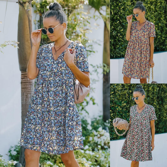 European And American Women's Floral Long Dress - Cruish Home