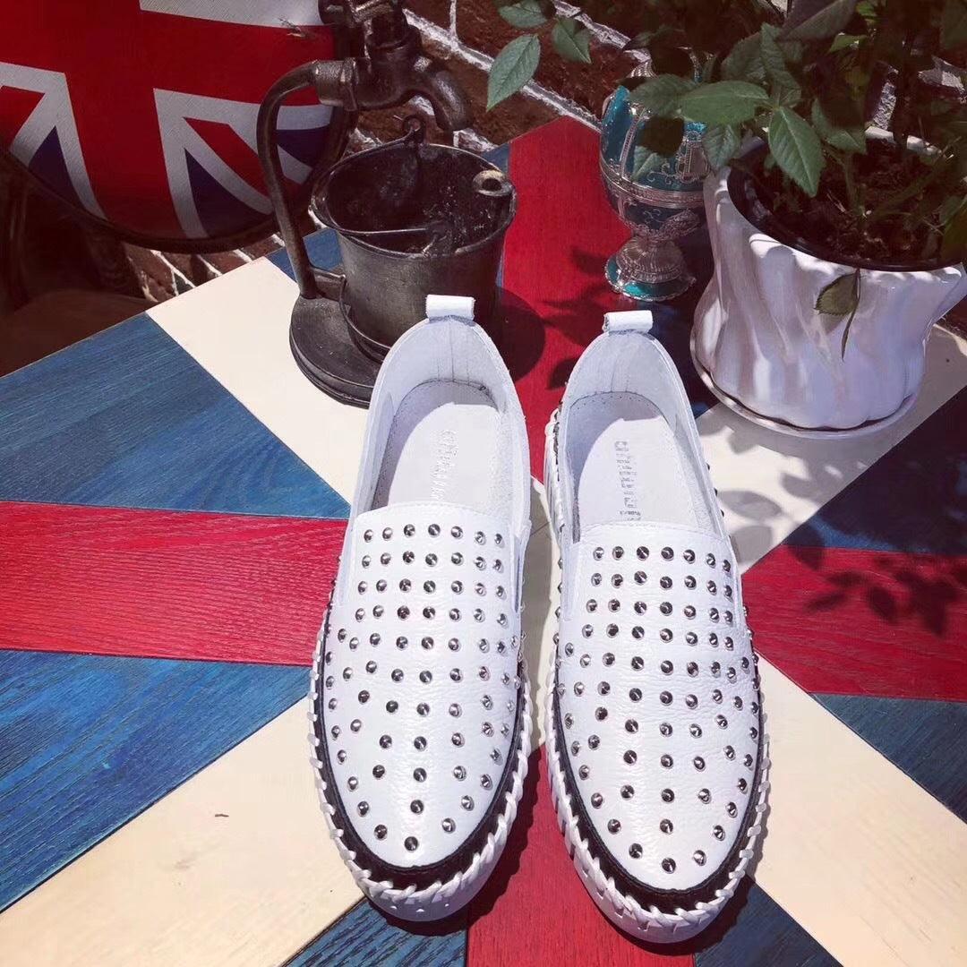 Fashion Casual One-step Rivet White Shoes - Cruish Home