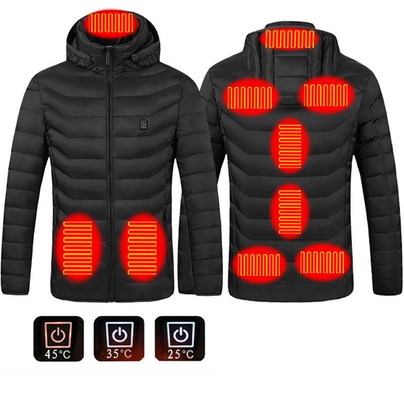 Men Heated Puffer Jacket Electric Heating Coat Insulated Hood Windbreaker - Cruish Home