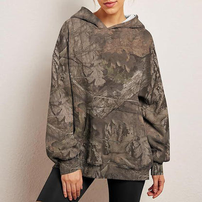 Women's Camouflage Hoodie Maple Leaf Print Oversized Sports Hoodie - Cruish Home