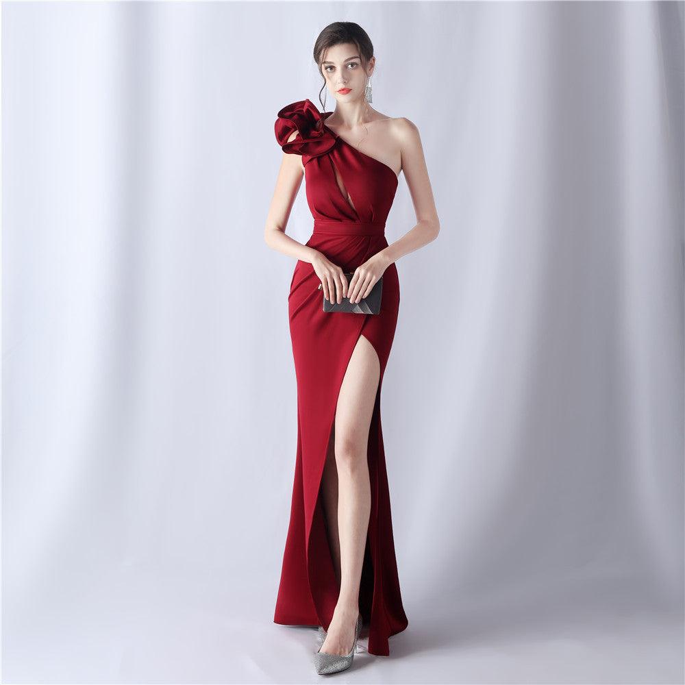 Craft Flower Evening Dress For Wedding Banquet Annual Meeting Dress Ladies - Cruish Home