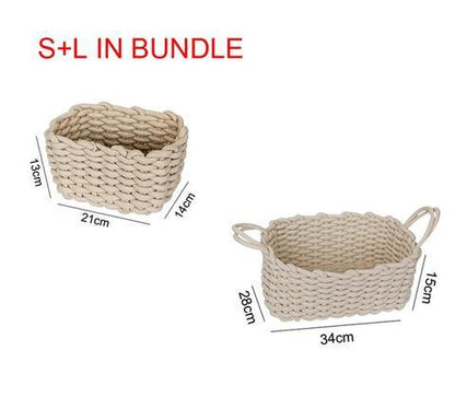 Nordic Wind Hand-woven Thick Cotton Rope Storage Box Simple Storage Basket - Cruish Home