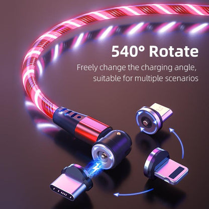 540 Rotate Luminous Magnetic Cable 3A Fast Charging Mobile Phone Charge Cable For LED Micro USB Type C For I Phone Cable - Cruish Home