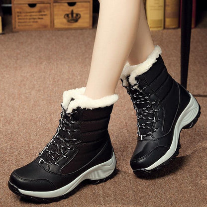 Plus velvet high-top women's shoes waterproof snow boots - Cruish Home