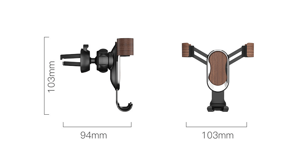 Gravity bracket for mobile phone navigation in black walnut wooden car - Cruish Home