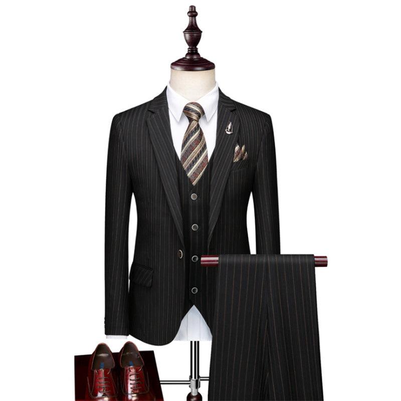 Striped suit business casual suit men's three-piece suit - Cruish Home