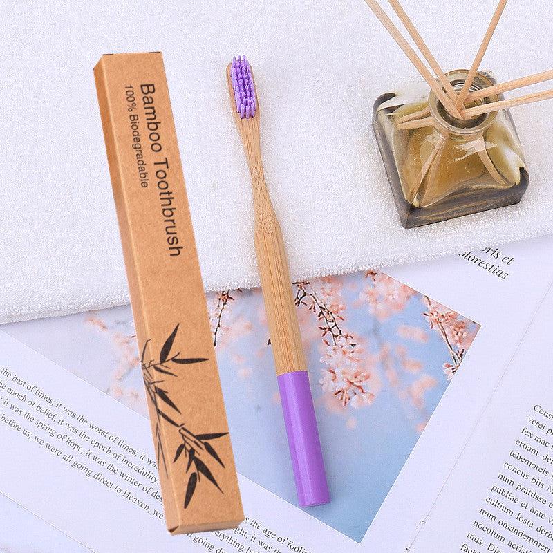 Natural bamboo handle round bamboo toothbrush - Cruish Home