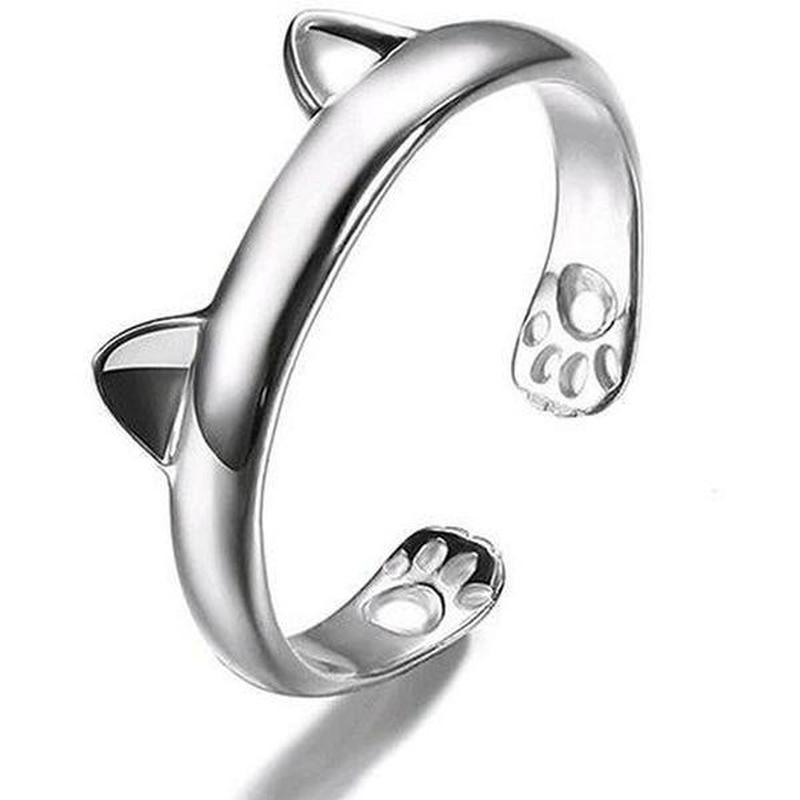 Cat Ring in 14k White Gold Plate - Cruish Home