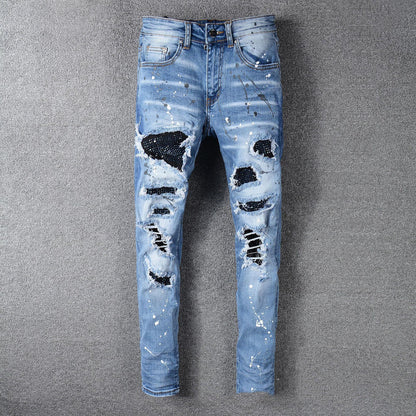 Men's Whiskered Patch Patch Jeans - Cruish Home