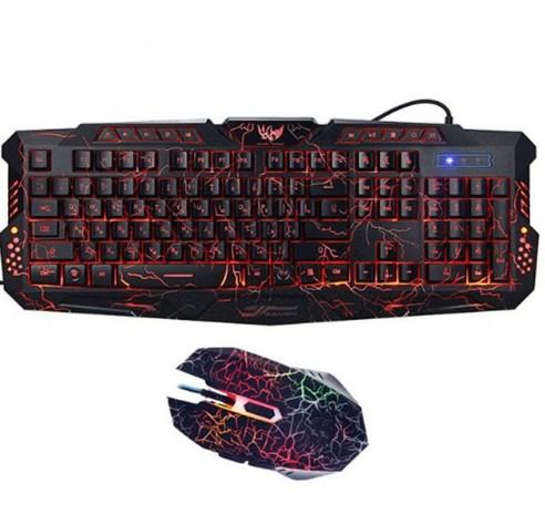 J10 tricolor backlight wired gaming keyboard set colorful luminous gaming mouse keyboard Russian keyboard - Cruish Home