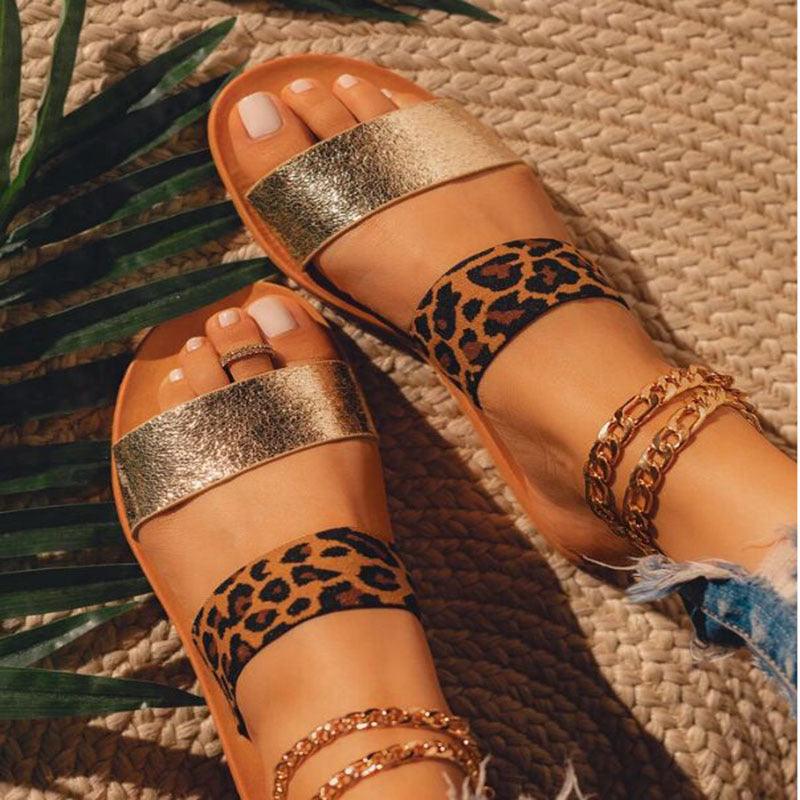 Leopard slippers sandals - Cruish Home