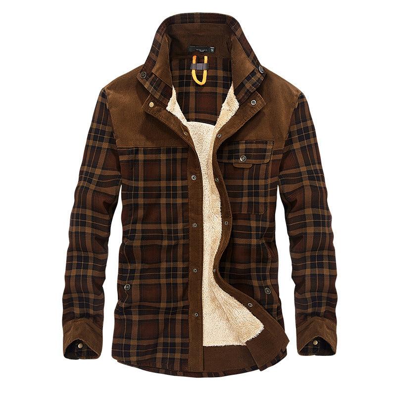 Winter Jacket Men Thicken Warm Fleece Jackets Coats Pure Cotton Plaid Jacket Military Clothes - Cruish Home