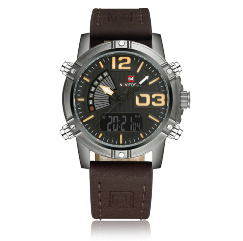 Leather Band Fashion Sport Quartz Watch For Men