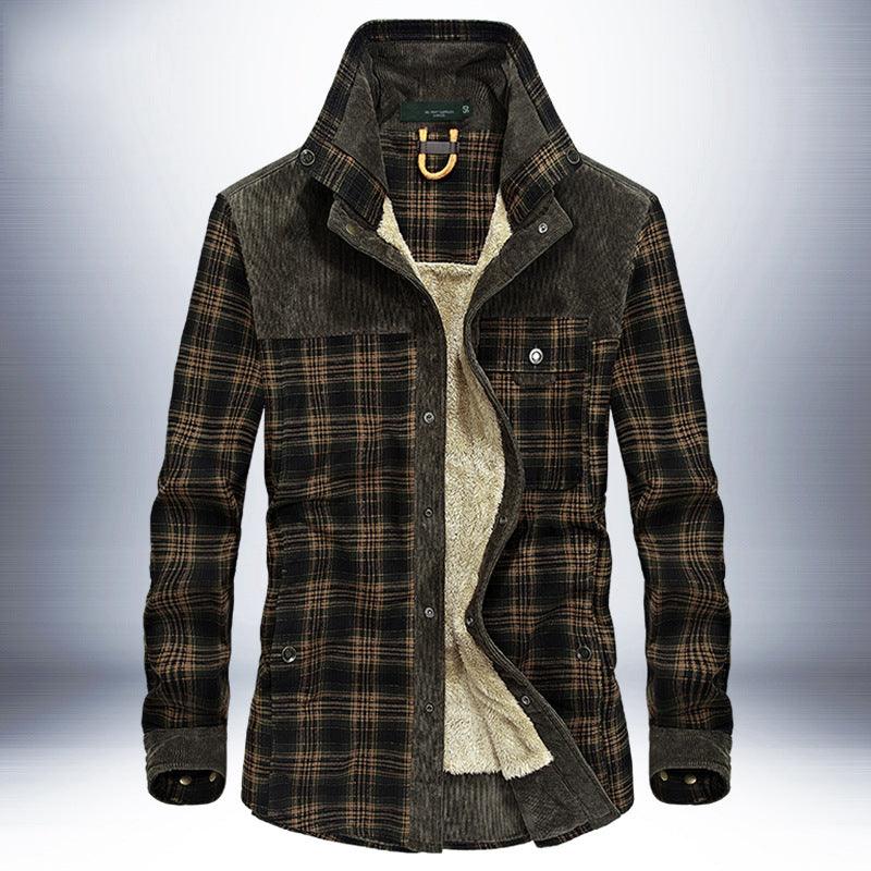 Winter Jacket Men Thicken Warm Fleece Jackets Coats Pure Cotton Plaid Jacket Military Clothes - Cruish Home