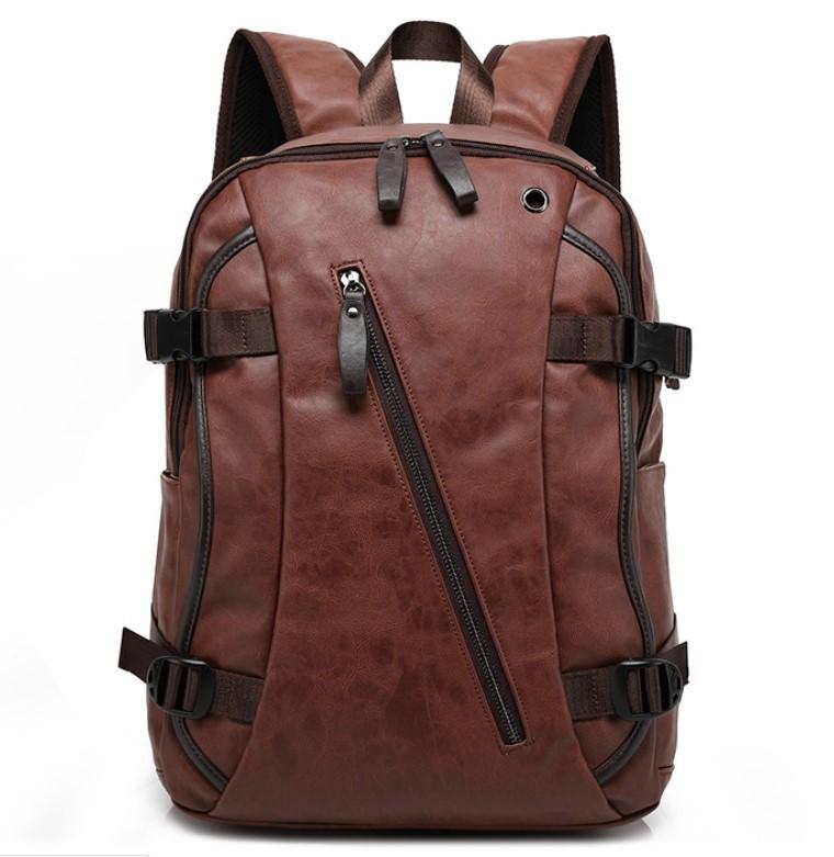 Large Fashion Style Leather Outdoor Backpack For Young Men