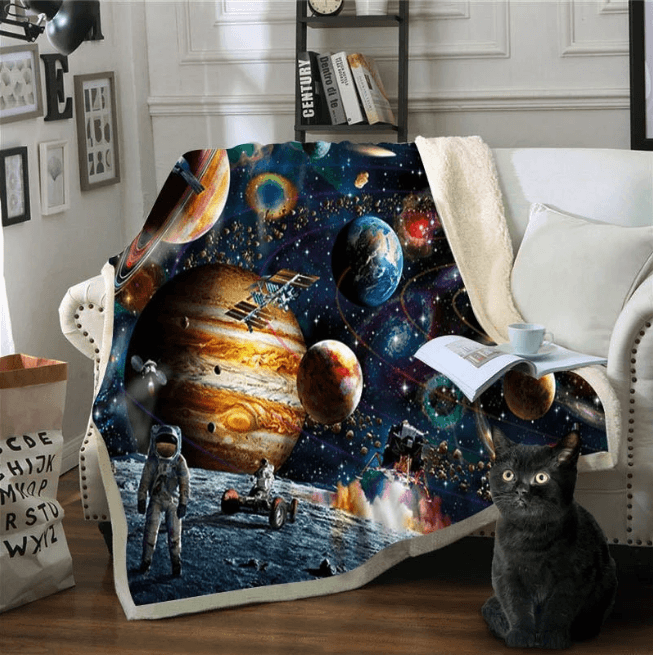 BeddingOutlet Sloth Blankets For Bed Cartoon Animal Plush Blanket Planet Star Bedding Universe Outer Space Sherpa Fleece Blanket - Cruish Home