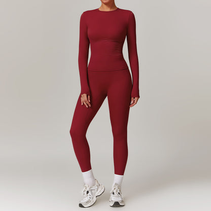 Tight-fitting Brushed Yoga Suit Quick-drying Fitness Clothes  Fitness Long Sleeve Tracksuits Sports Suit Gym Top High Waist Leggings Women Sets Yoga Set