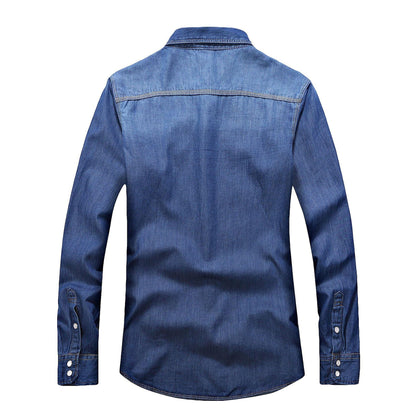 Men's Slim Fit Denim Long Sleeve Shirt - Cruish Home