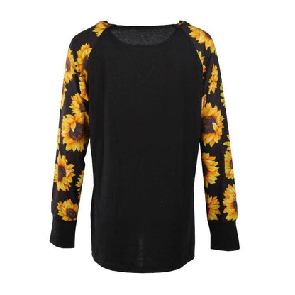 Printed T-shirt Sunflower Long Sleeve Top Leopard Camouflage Long Sleeve - Cruish Home