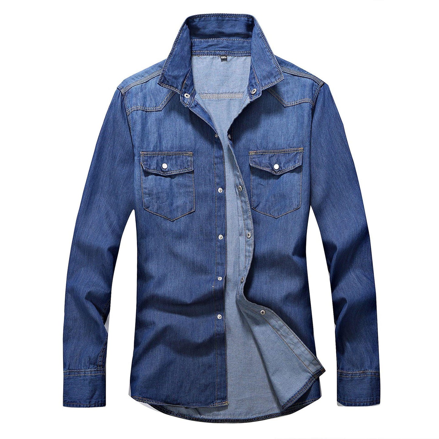 Men's Slim Fit Denim Long Sleeve Shirt - Cruish Home