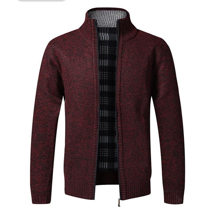 Men's Knitted Cardigan With Plush Coat, Loose And Fat, Large - Cruish Home