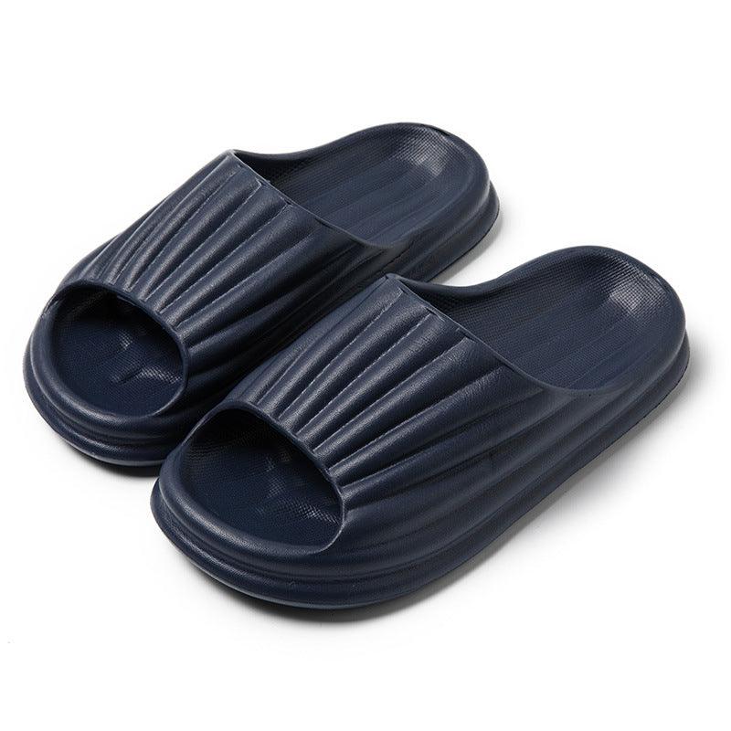 Home Slippers Women Men New Solid Striped Peep-toe Shoes House Floor Bathroom Slippers For Couple - Cruish Home