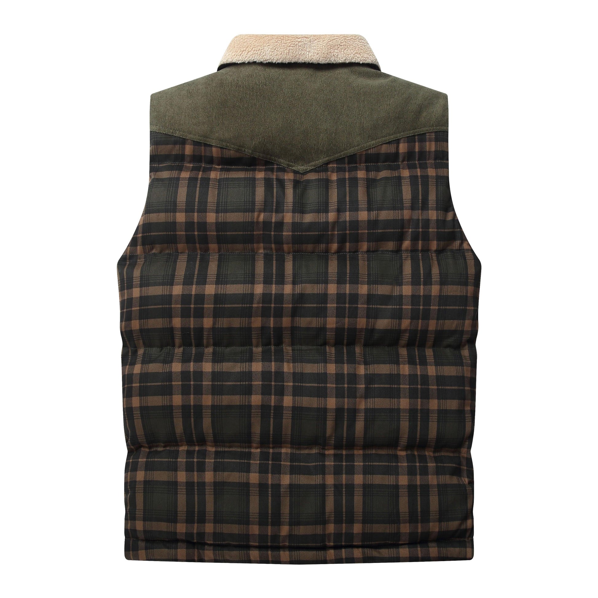 Men Neck Collar Warm Plaid Vest - Cruish Home