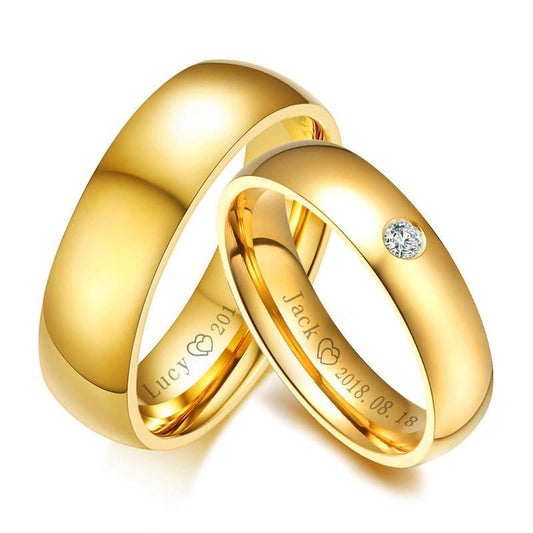 Golden stainless steel couple rings - Cruish Home