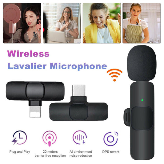 Lavalier Mini Microphone Wireless Audio Video Recording With Phone Charging Wireless Lavalier Microphone Broadcast Lapel Microphones Set Short Video Recording Chargeable Handheld Microphone Live Stre - Cruish Home