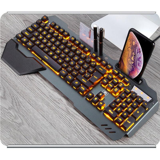 ErgonomicWired Gaming Keyboard with RGB Backlight Phone Holder - Cruish Home