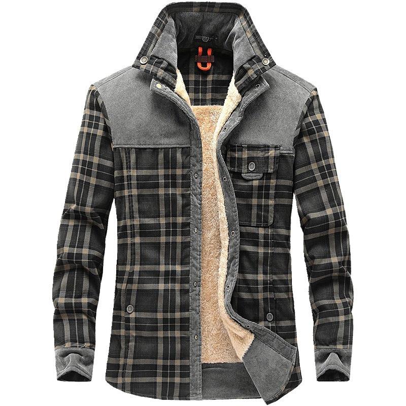 Winter Jacket Men Thicken Warm Fleece Jackets Coats Pure Cotton Plaid Jacket Military Clothes - Cruish Home