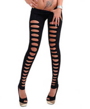 Front hole seamless leggings female was thin solid color stretch tights - Cruish Home