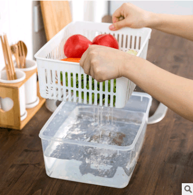 Fruit and vegetable storage box large capacity refrigerator food storage box kitchen drain basket plastic sink - Cruish Home