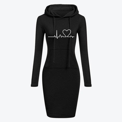 Autumn Winter Women Hoodies Sweatshirts Long-sleeved Dress - Cruish Home