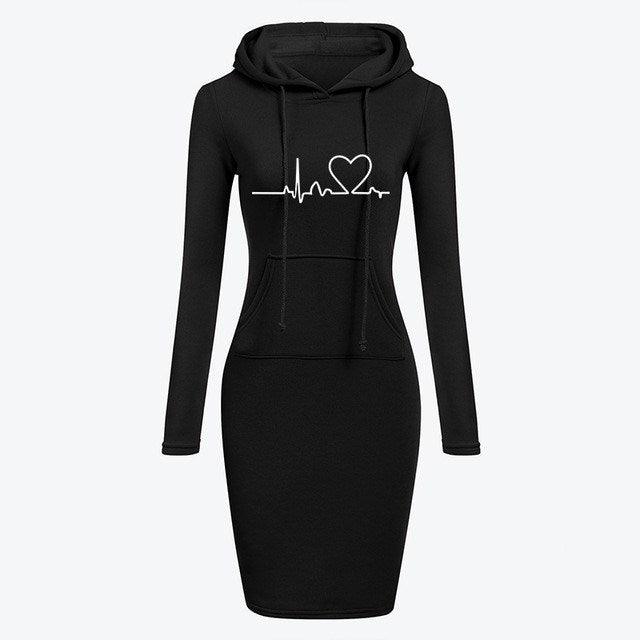 Autumn Winter Women Hoodies Sweatshirts Long-sleeved Dress - Cruish Home