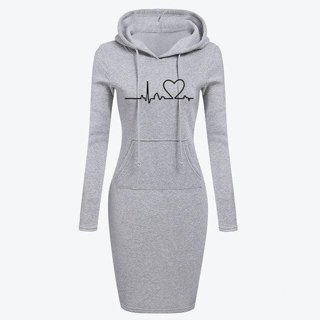 Autumn Winter Women Hoodies Sweatshirts Long-sleeved Dress - Cruish Home