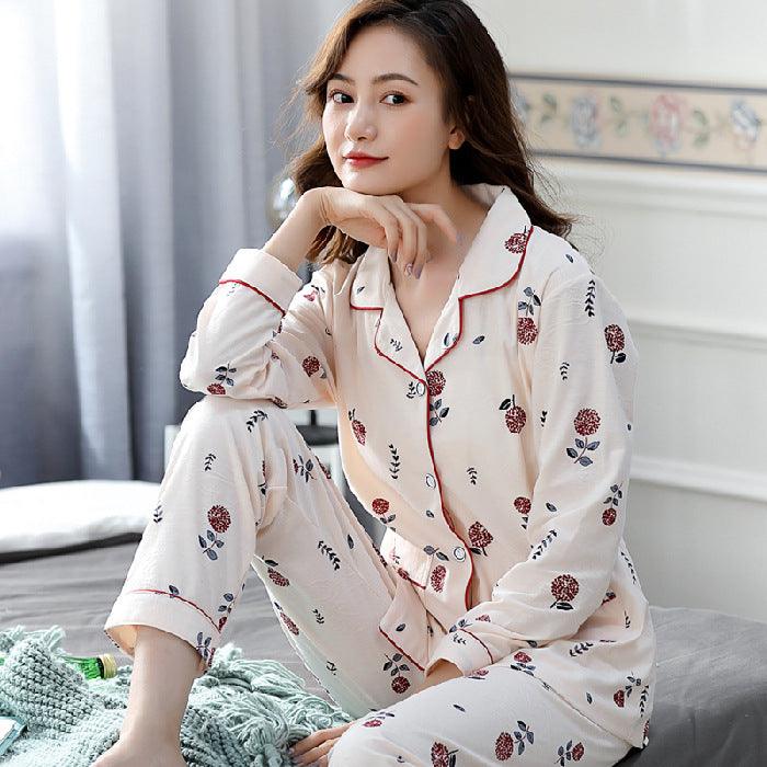 Women's Long-sleeved Pajamas Korean Style Large Size Plus Fat To Increase Leisure And Loose - Cruish Home