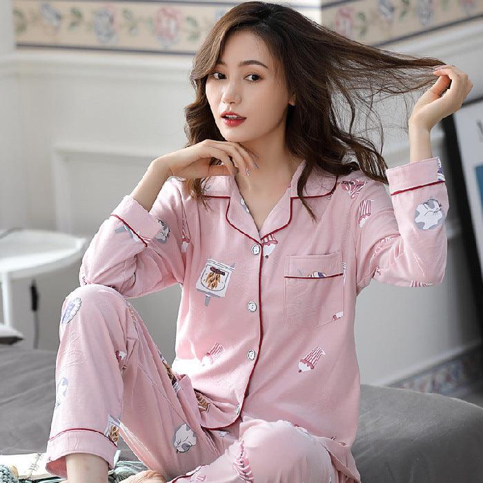 Women's Long-sleeved Pajamas Korean Style Large Size Plus Fat To Increase Leisure And Loose - Cruish Home