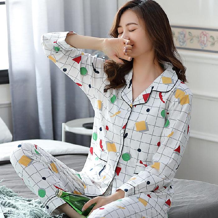 Women's Long-sleeved Pajamas Korean Style Large Size Plus Fat To Increase Leisure And Loose - Cruish Home